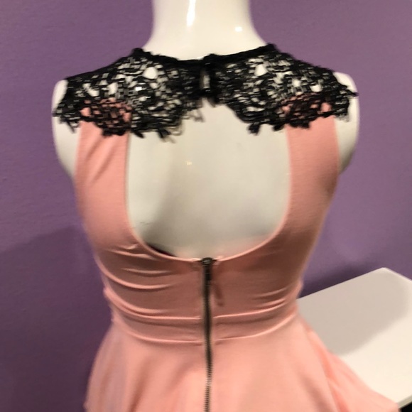 Material Girl size XS peach dress with black lace. - Picture 3 of 9